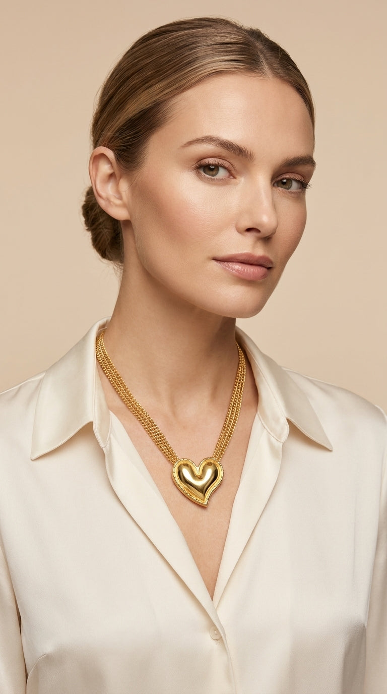 COLAR CORAÇÃO CORRENTE TRIPLA