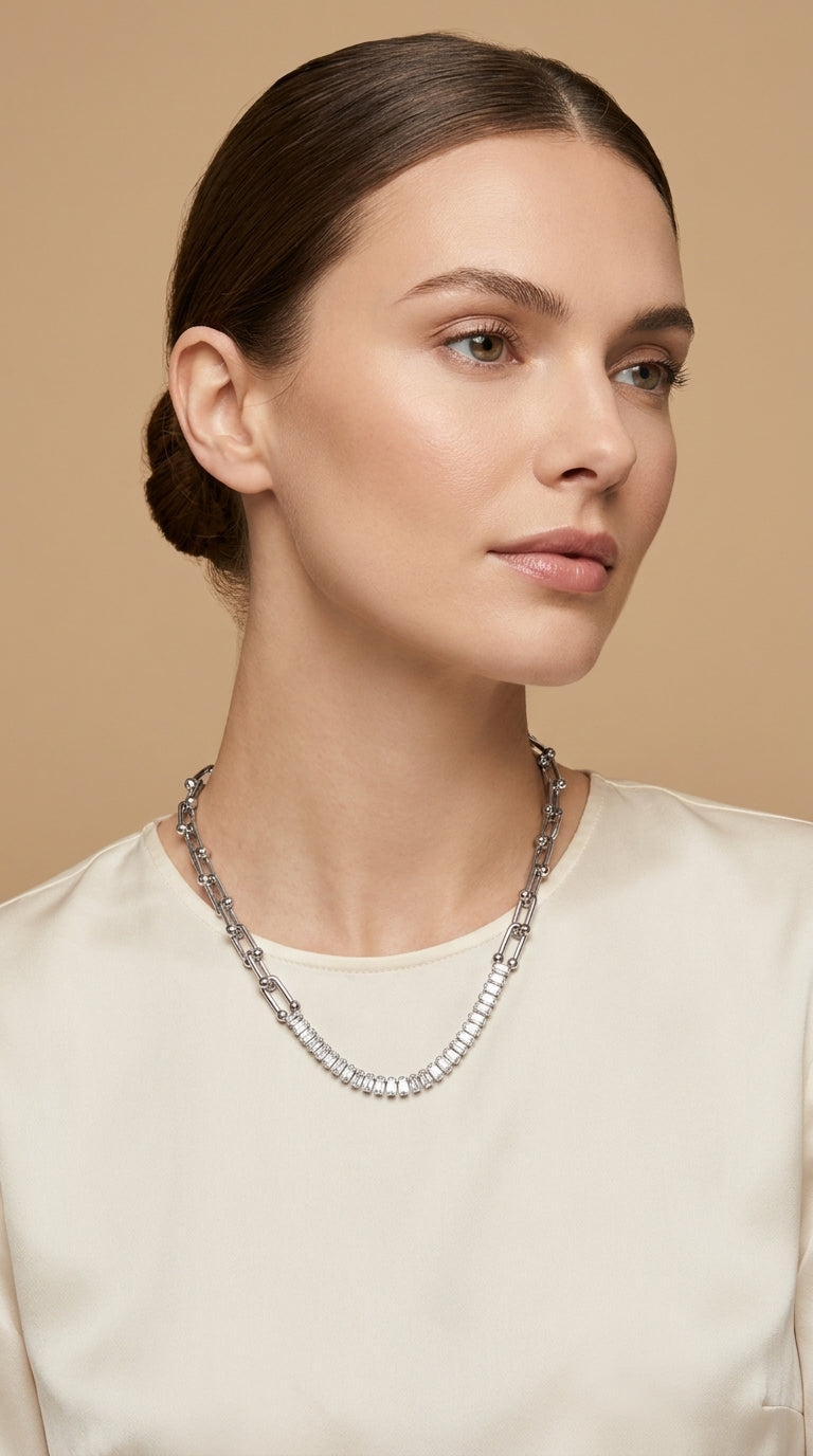 COLAR ELO TIFFANY E ZIRCÔNIAS BAGUETTE