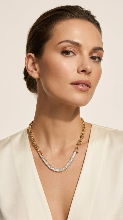 COLAR ELO TIFFANY E ZIRCÔNIAS BAGUETTE