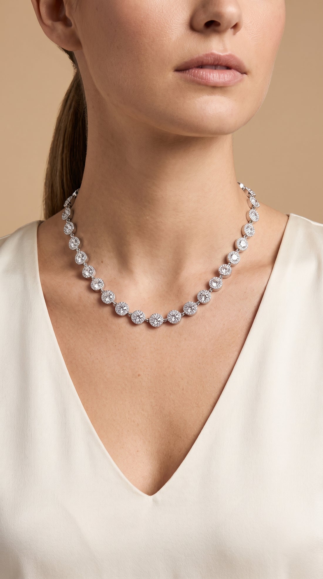 COLAR LUXURY LAPIDAÇÃO ROUND CUT ZIRCÔNIAS 5A