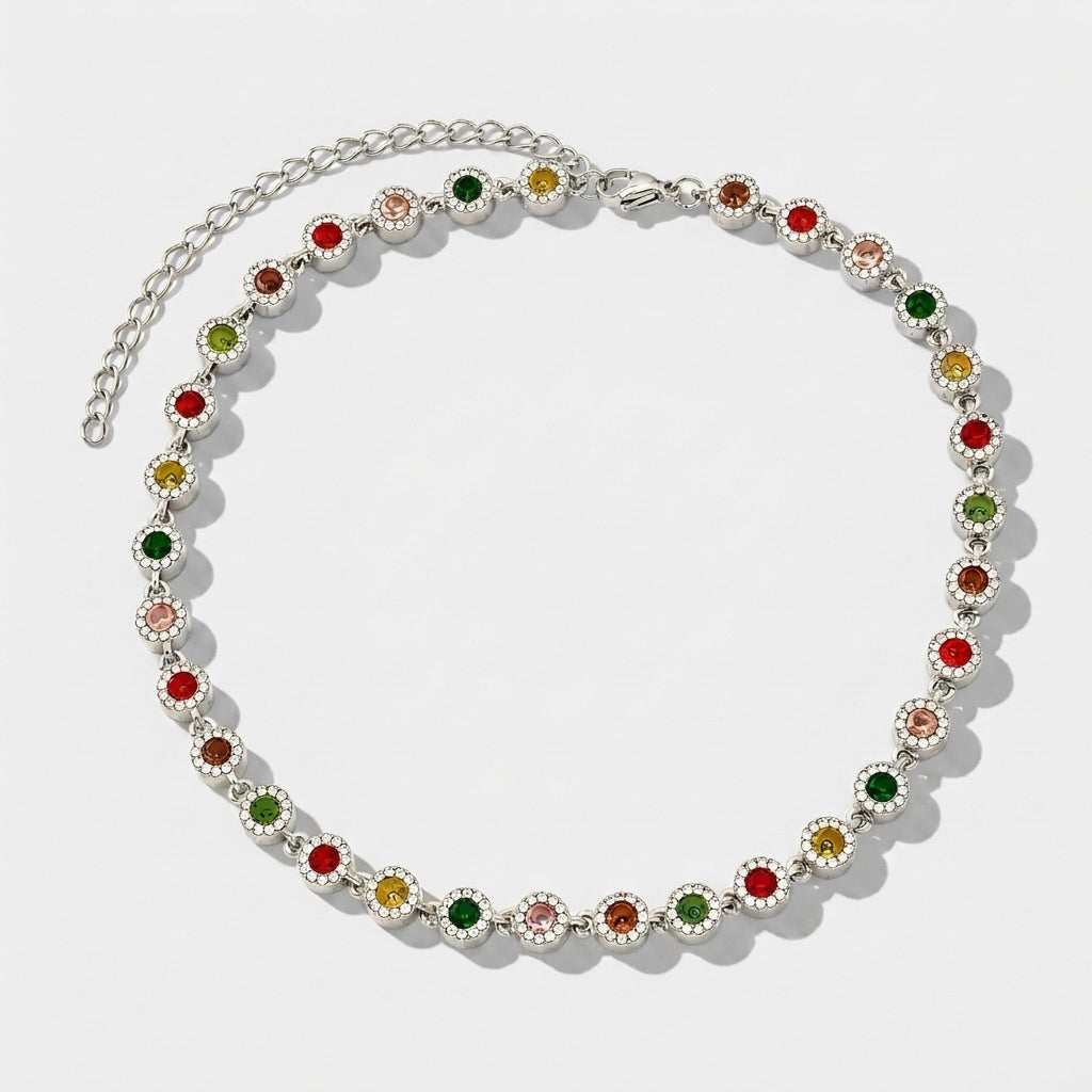 COLAR LUXURY COLORS LAPIDAÇÃO ROUND CUT ZIRCÔNIAS 5A 35cm