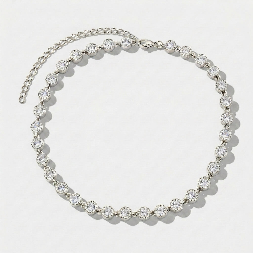 COLAR LUXURY LAPIDAÇÃO ROUND CUT ZIRCÔNIAS 5A