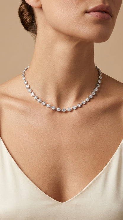 COLAR LUXURY LAPIDAÇÃO ROUND CUT ZIRCÔNIAS 5A