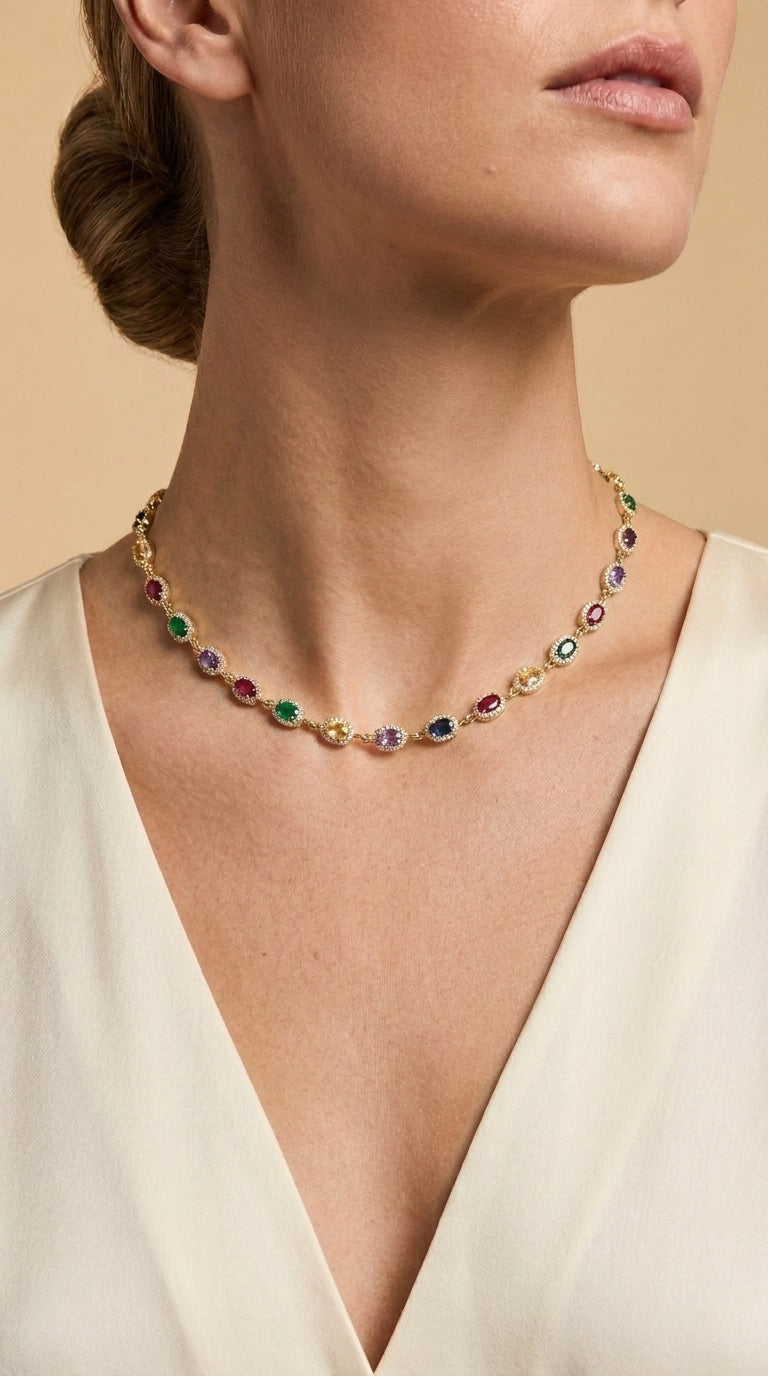 COLAR LUXURY OVAL CUT ZIRCÔNIA 5A