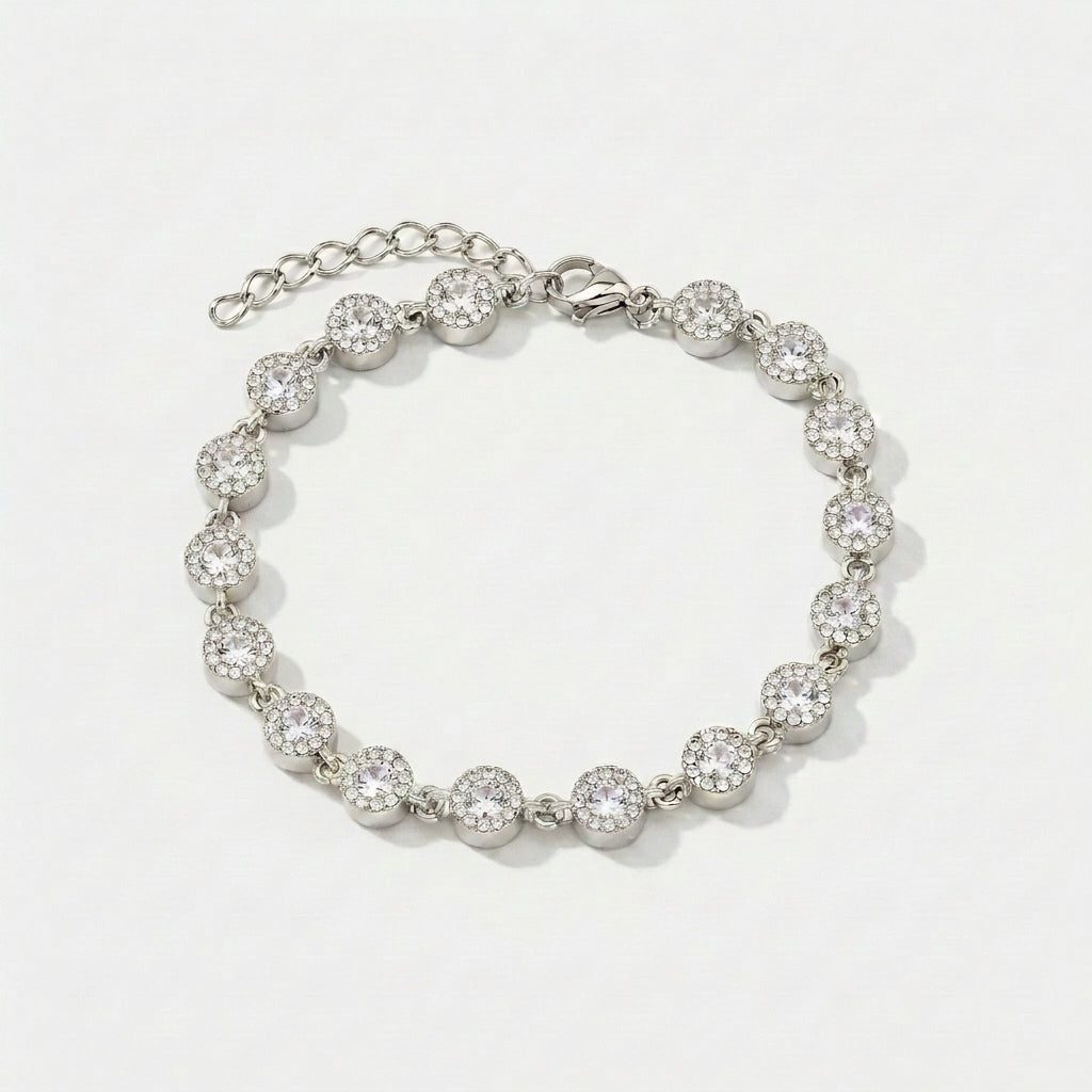 PULSEIRA LUXURY CRISTAL LAPIDAÇÃO ROUND CUT ZIRCÔNIAS 5A