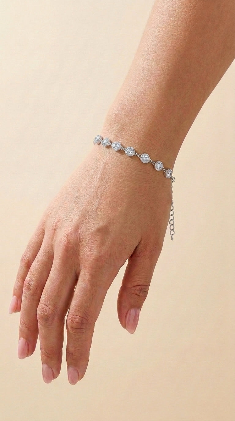 PULSEIRA LUXURY CRISTAL LAPIDAÇÃO ROUND CUT ZIRCÔNIAS 5A