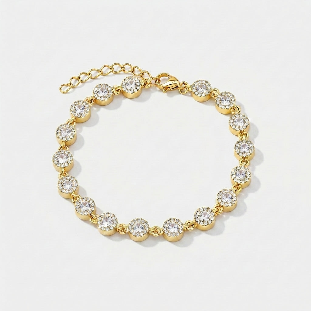 PULSEIRA LUXURY CRISTAL LAPIDAÇÃO ROUND CUT ZIRCÔNIAS 5A