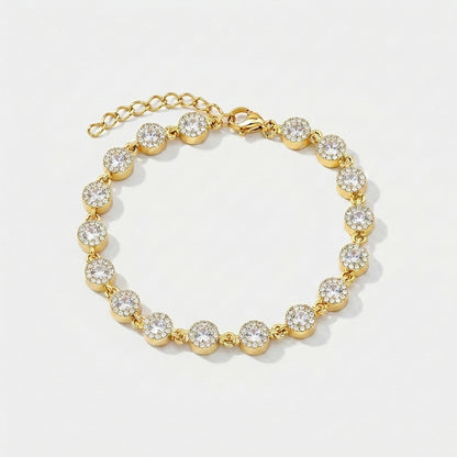 PULSEIRA LUXURY CRISTAL LAPIDAÇÃO ROUND CUT ZIRCÔNIAS 5A